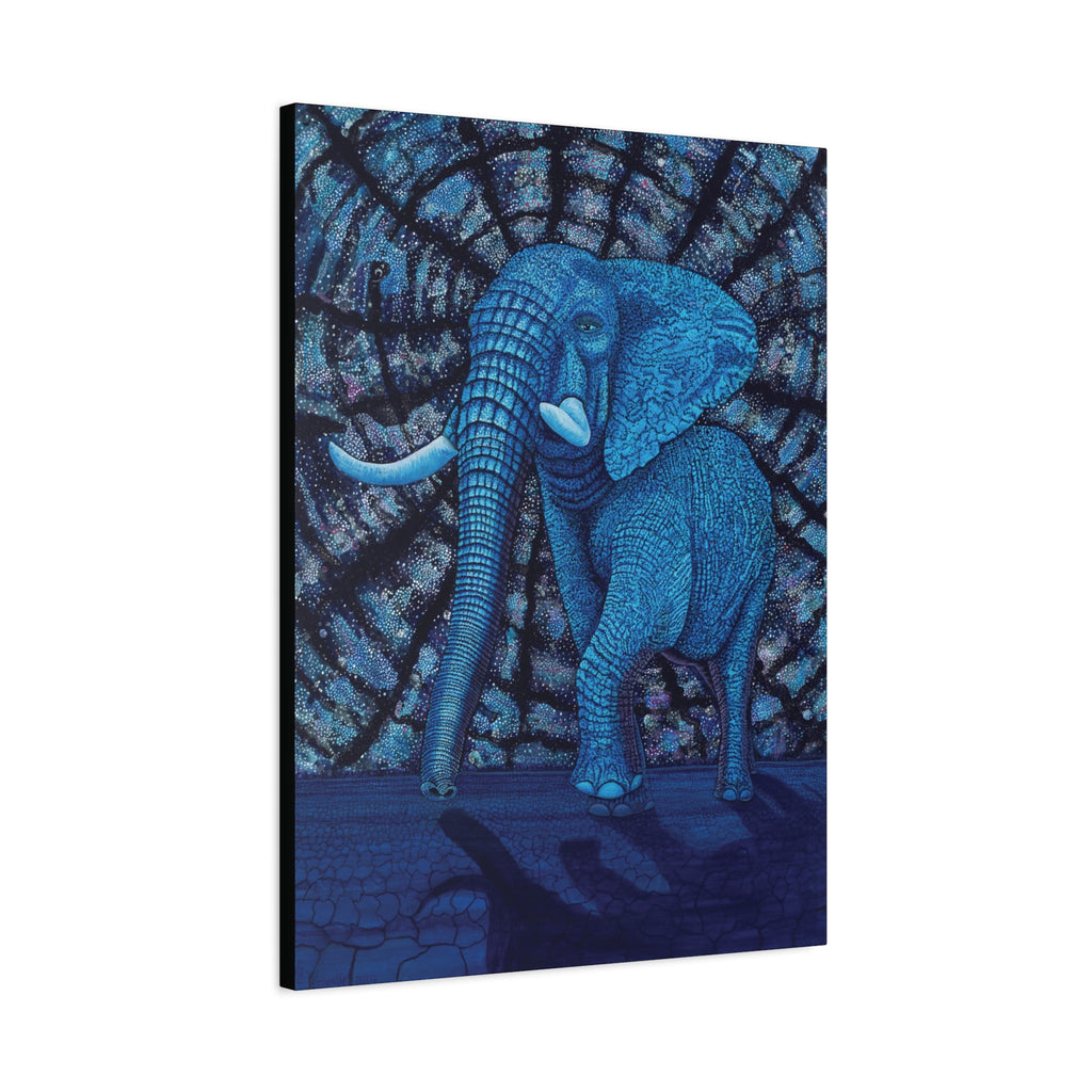 Safari Blue Elephant 1.  Stretched Canvas Print