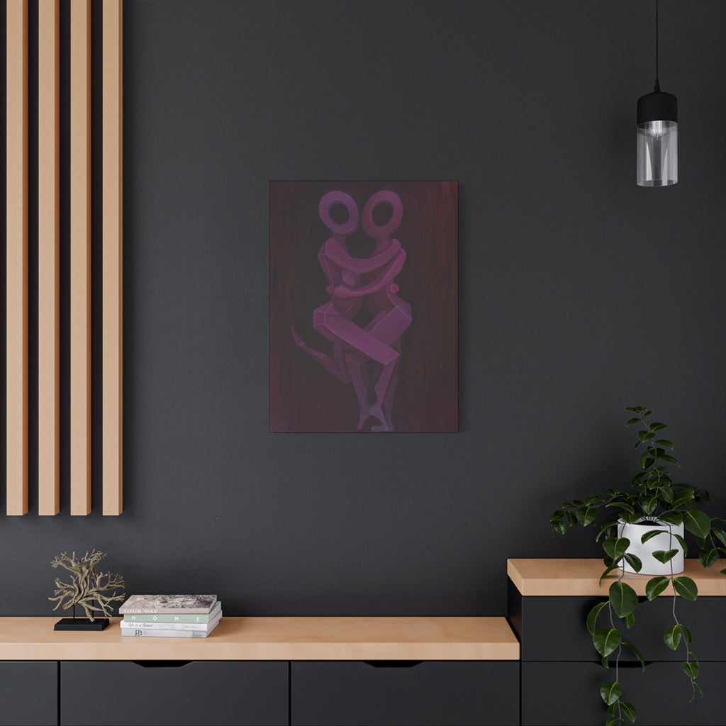 The Lovers Red Stretched Canvas Print